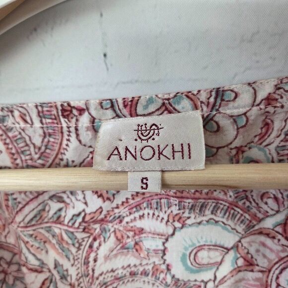 Anokhi Maxi Dress Size S Red Floral 100% Cotton Lightweight Made India Boho Long - Picture 3 of 8
